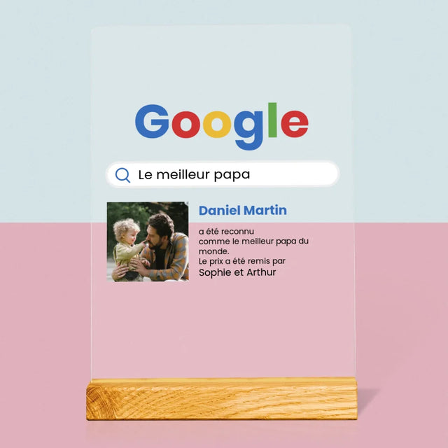 Zdjęcie i Podpis: Najlepszy Tata Wynik Google - Wydruk Na Szkle Akrylowym | DE TEST