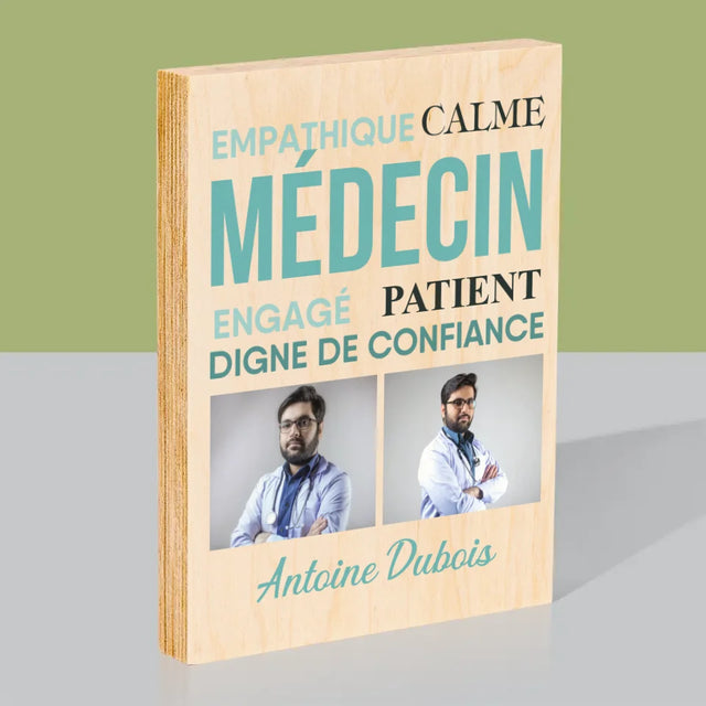 Collage Photo: Docteur Caractéristiques - Impression Sur Bois