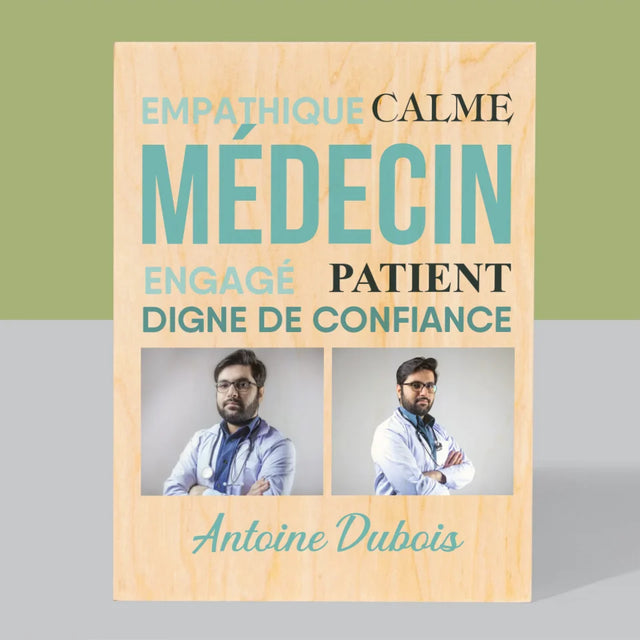 Collage Photo: Docteur Caractéristiques - Impression Sur Bois