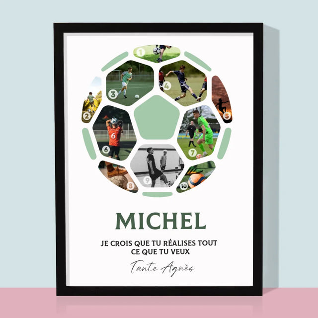 Collage Photo: Le Football, Collage - Impression Encadrée 30X40