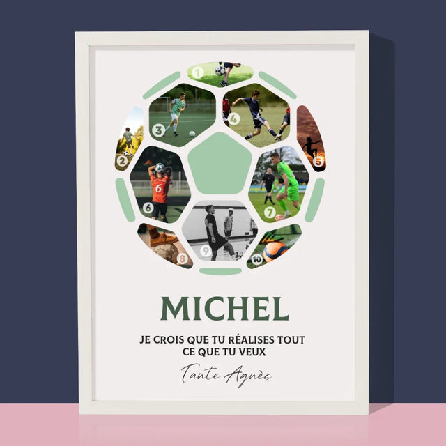 Collage Photo: Le Football, Collage - Impression Encadrée 30X40