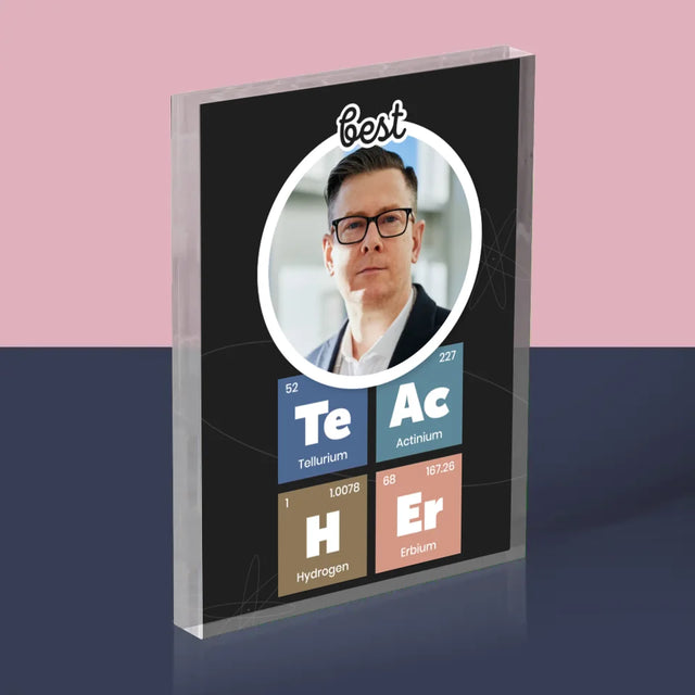 La Photo Et Un Texte: Teacher Les Éléments - Bloc Acrylique