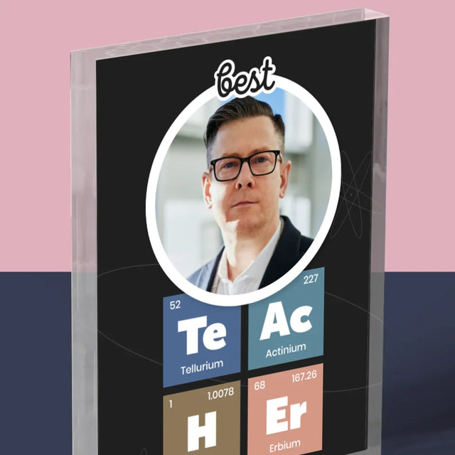 La Photo Et Un Texte: Teacher Les Éléments - Bloc Acrylique