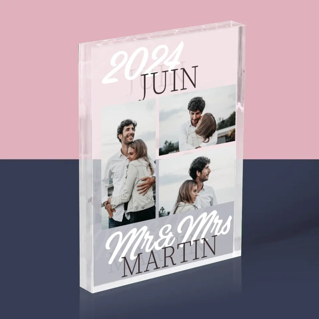 Le Collage Photo: Mr&Mrs Date - Bloc Acrylique