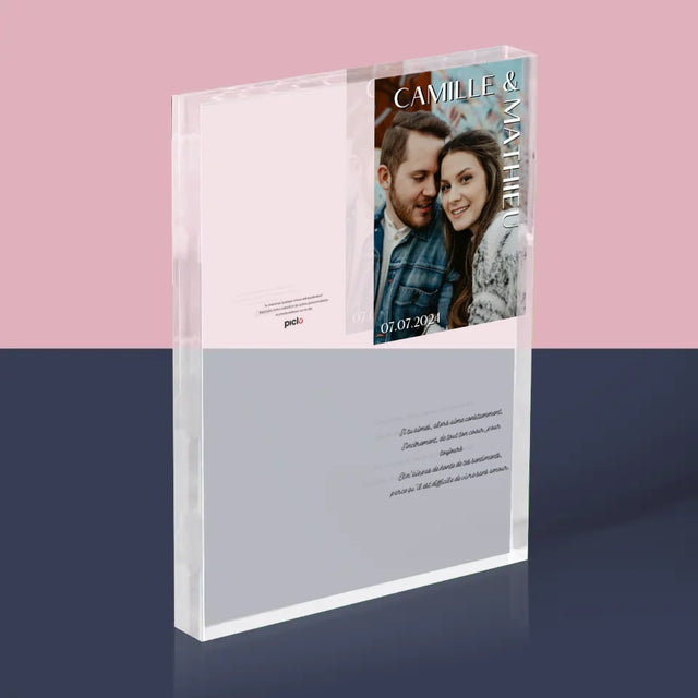 La Photo Et Un Texte: Noms, Mariage - Bloc Acrylique