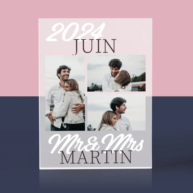 Le Collage Photo: Mr&Mrs Date - Bloc Acrylique