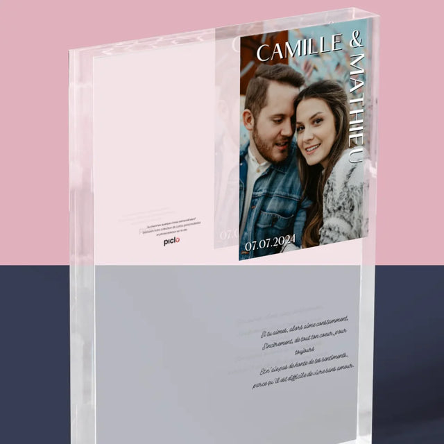 La Photo Et Un Texte: Noms, Mariage - Bloc Acrylique