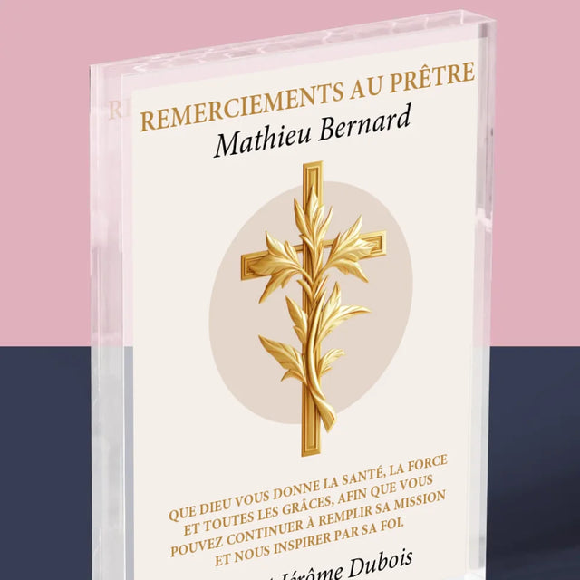 Le Prénom Et Un Texte: Remerciements Au Prêtre - Bloc Acrylique