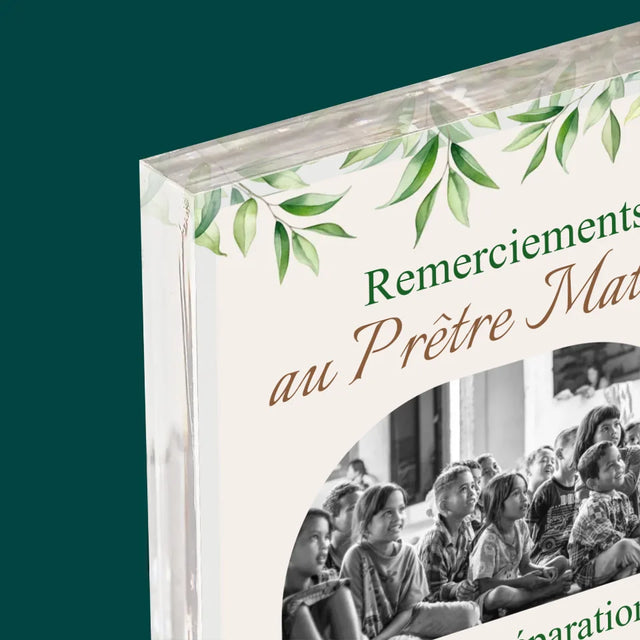 La Photo Et Un Texte: Remerciements Au Prêtre Communion - Bloc Acrylique