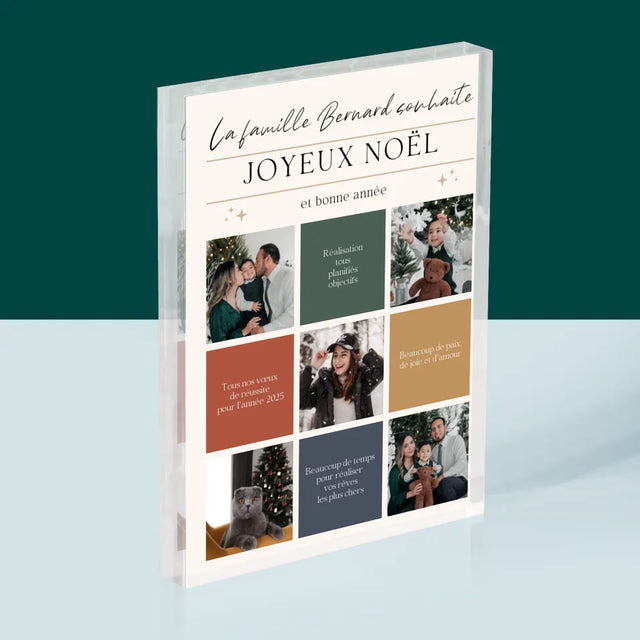 Le Collage Photo: Joyeux Noël, Souhaits - Bloc Acrylique