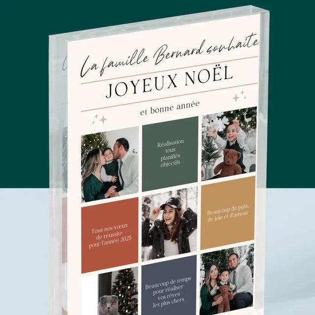Le Collage Photo: Joyeux Noël, Souhaits - Bloc Acrylique