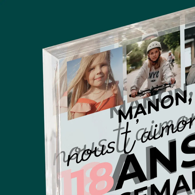 Le Collage Photo: Nous T'Aimons Depuis 18 Ans - Bloc Acrylique
