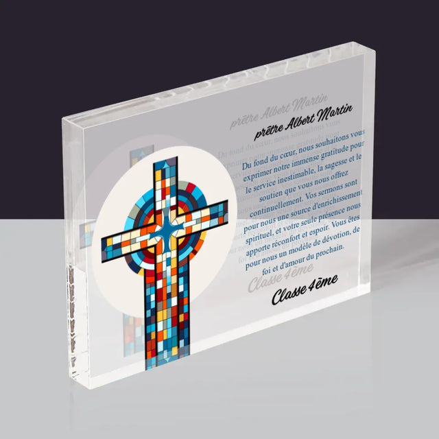 Le Prénom Et Un Texte: Remerciements Croix - Bloc Acrylique