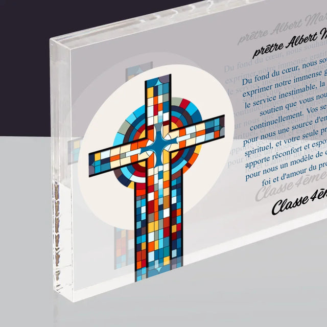 Le Prénom Et Un Texte: Remerciements Croix - Bloc Acrylique