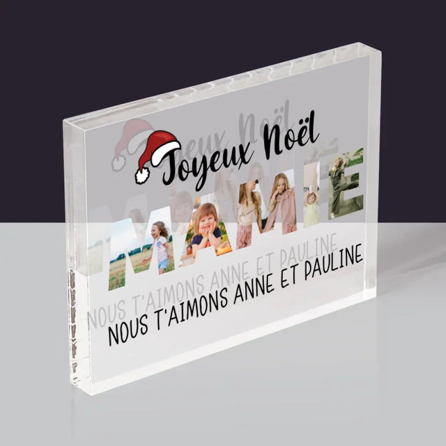 Collage Photo De Lettre: Joyeux Noël Mamie - Bloc Acrylique