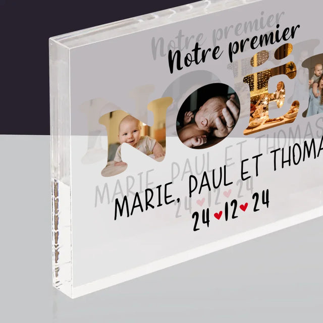 Collage Photo De Lettre: Notre Premier Noël - Bloc Acrylique