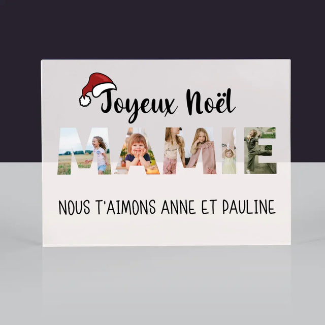 Collage Photo De Lettre: Joyeux Noël Mamie - Bloc Acrylique