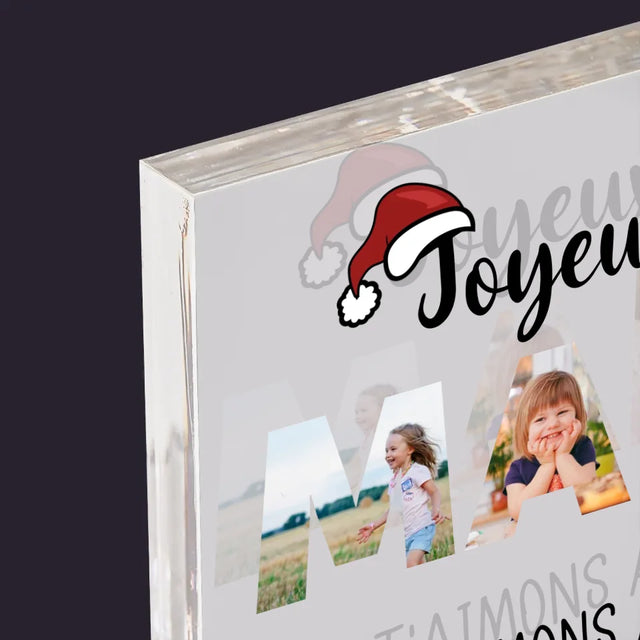 Collage Photo De Lettre: Joyeux Noël Mamie - Bloc Acrylique