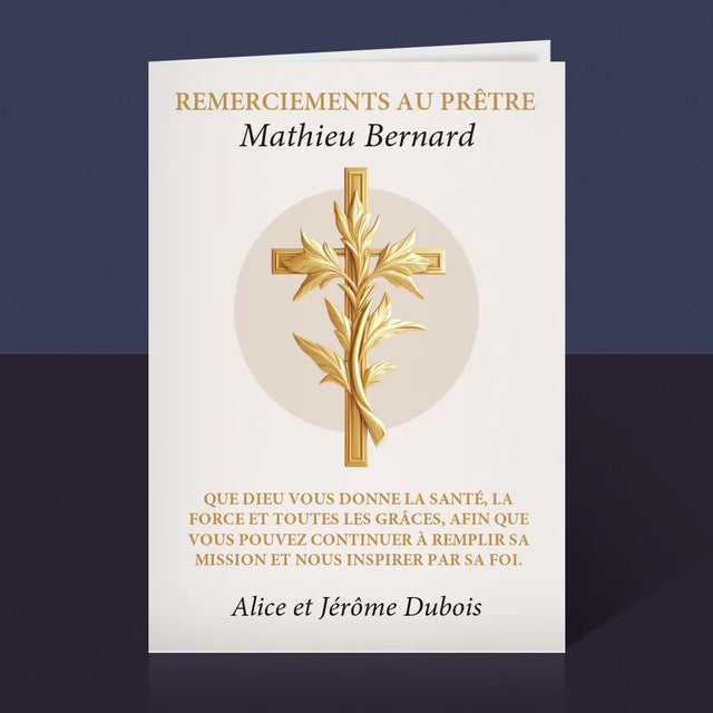 Le Prénom Et Un Texte: Remerciements Au Prêtre - Carte De Vœux