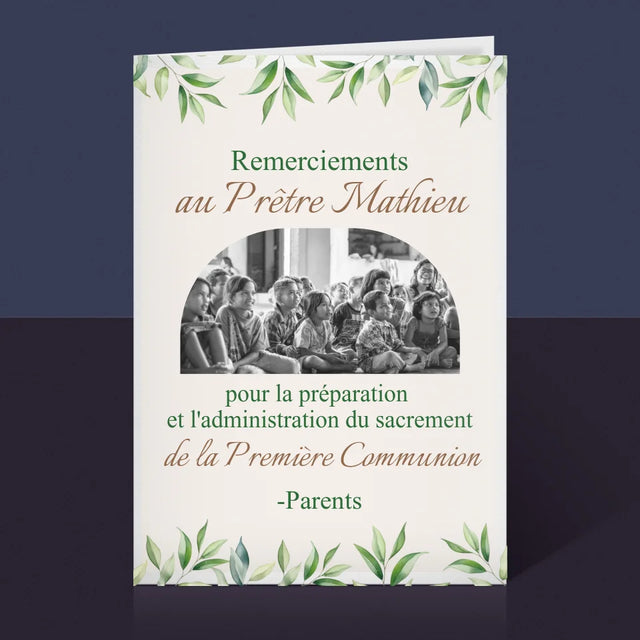 La Photo Et Un Texte: Remerciements Au Prêtre Communion - Carte De Vœux