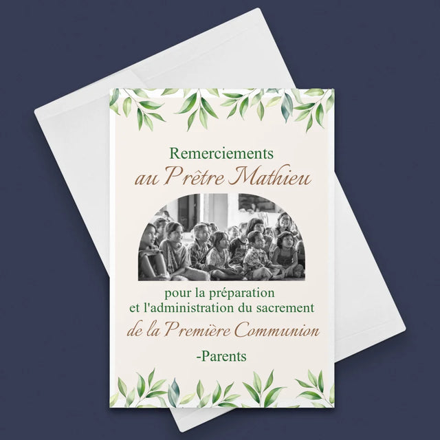 La Photo Et Un Texte: Remerciements Au Prêtre Communion - Carte De Vœux