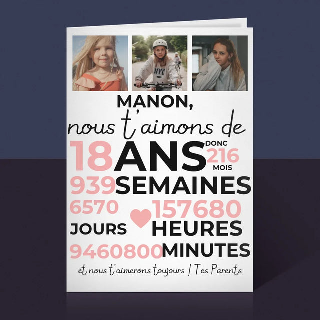 Le Collage Photo : Nous T'aimons Depuis 18 ans - Carte De Vœux