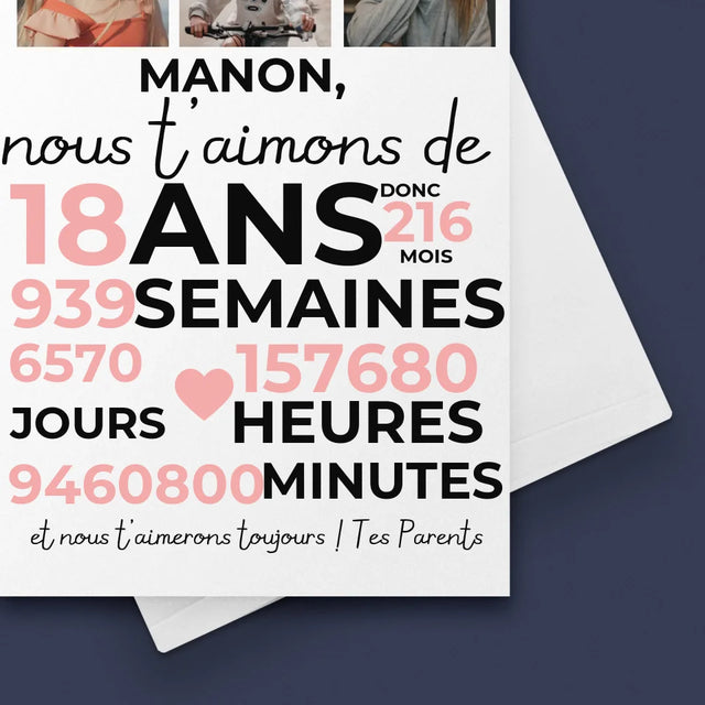 Le Collage Photo : Nous T'aimons Depuis 18 ans - Carte De Vœux