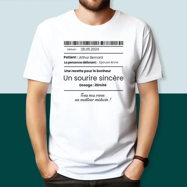Le Prénom Et Un Texte: Une Recette Pour Le Bonheur - T-Shirt Pour Hommes