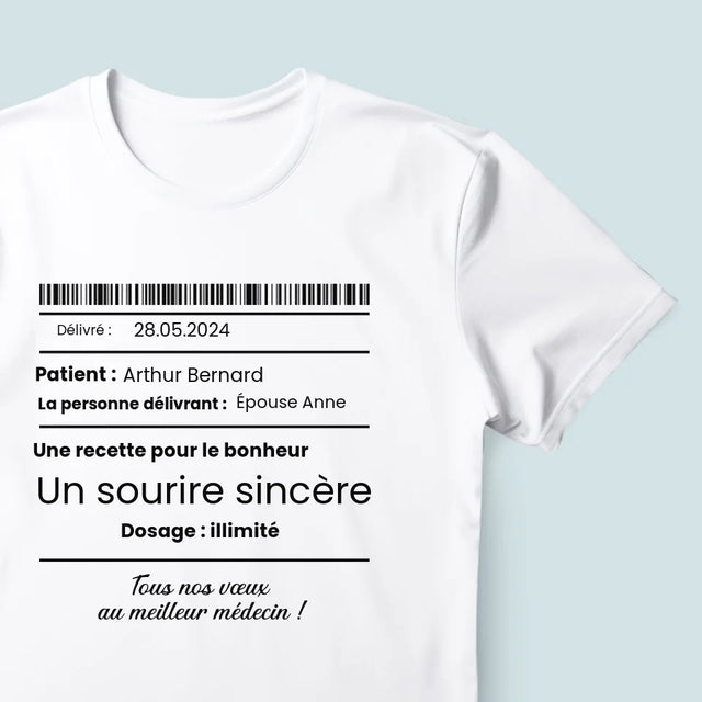 Le Prénom Et Un Texte: Une Recette Pour Le Bonheur - T-Shirt Pour Hommes