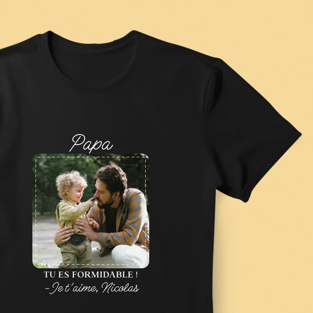 La Photo Et Un Texte: Papa Formidable - T-Shirt Pour Hommes