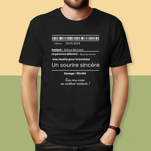 Le Prénom Et Un Texte: Une Recette Pour Le Bonheur - T-Shirt Pour Hommes
