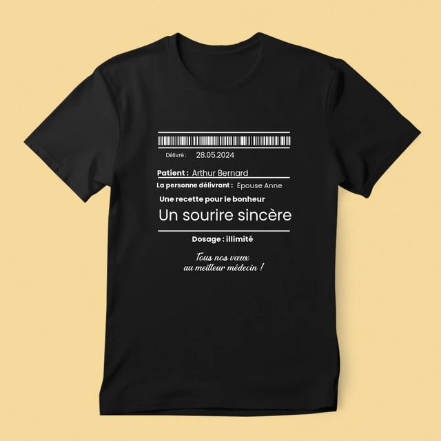 Le Prénom Et Un Texte: Une Recette Pour Le Bonheur - T-Shirt Pour Hommes