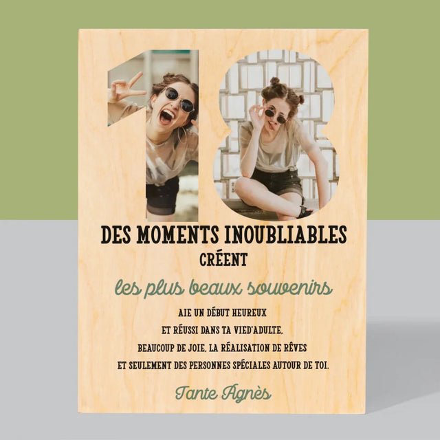 Collage Photo De Lettre: 18Ème Anniversaire - Impression Sur Bois