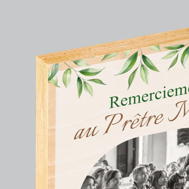La Photo Et Un Texte: Remerciements Au Prêtre Communion - Impression Sur Bois