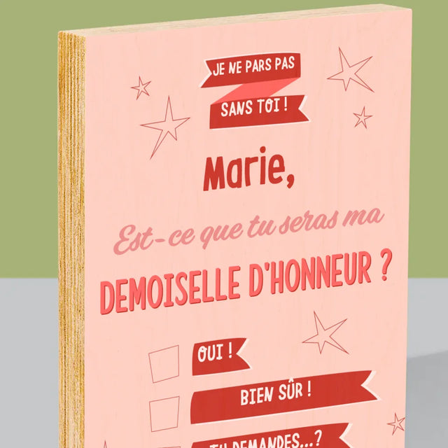 Le Prénom Et Un Texte: Je Ne Pars Pas Sans Toi - Impression Sur Bois