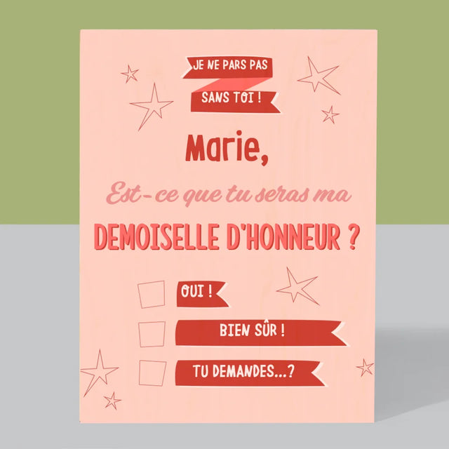 Le Prénom Et Un Texte: Je Ne Pars Pas Sans Toi - Impression Sur Bois