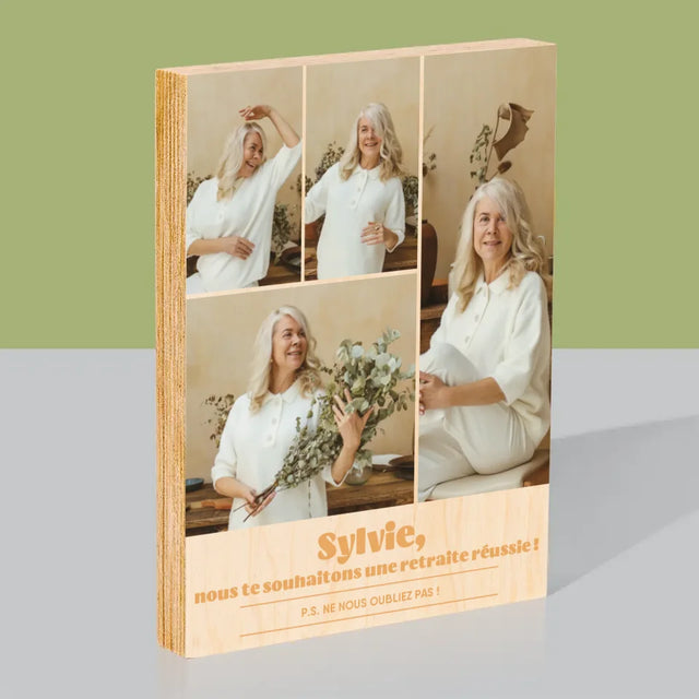 Le Collage Photo: Une Retraite Réussie - Impression Sur Bois