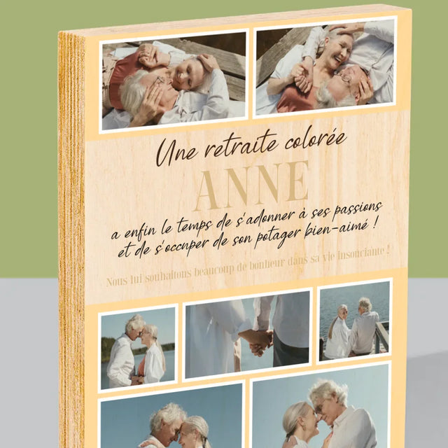 Le Collage Photo: Une Retraite Colorée - Impression Sur Bois