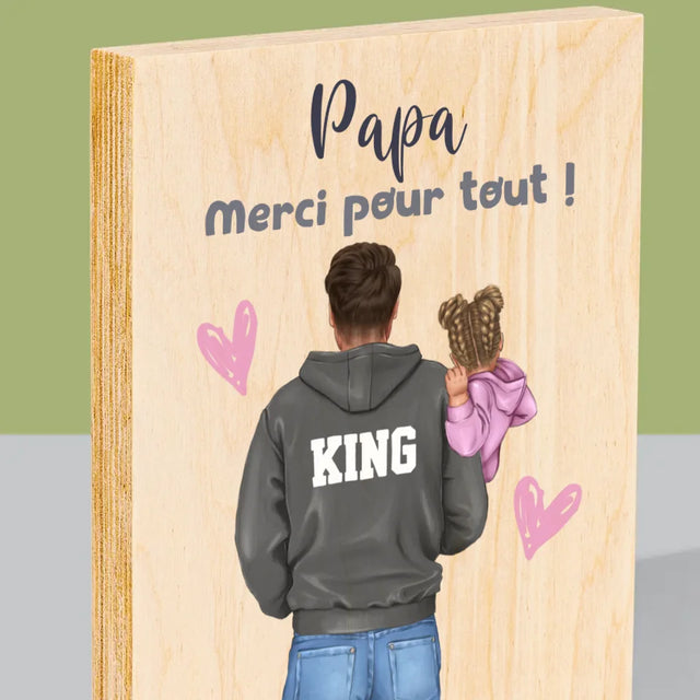 La Création Du Personnage: Papa Avec Enfant - Impression Sur Bois
