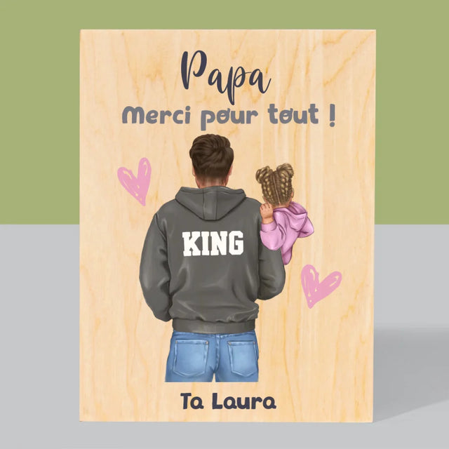 La Création Du Personnage: Papa Avec Enfant - Impression Sur Bois