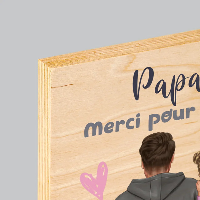 La Création Du Personnage: Papa Avec Enfant - Impression Sur Bois