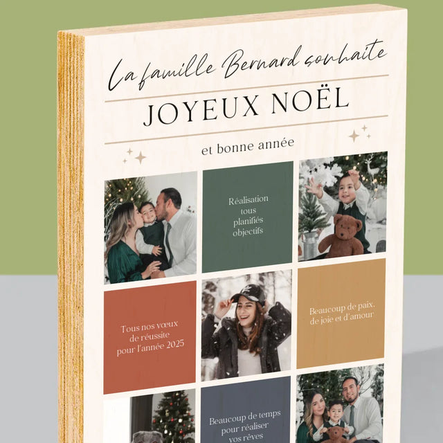 Le Collage Photo: Joyeux Noël, Souhaits - Impression Sur Bois