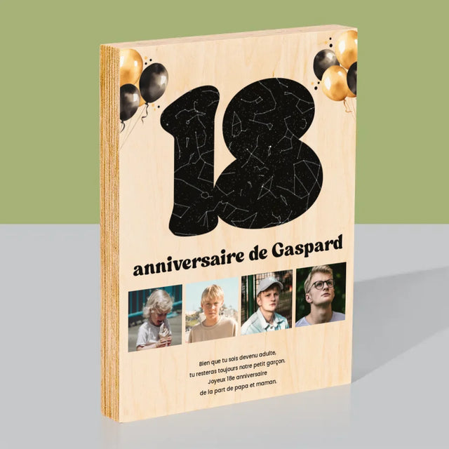 La Carte Des Étoiles: 18E Anniversaire, Étoiles, Avec Dédicace - Impression Sur Bois