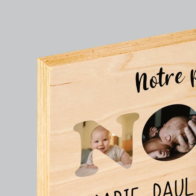 Collage Photo De Lettre: Notre Premier Noël - Impression Sur Bois