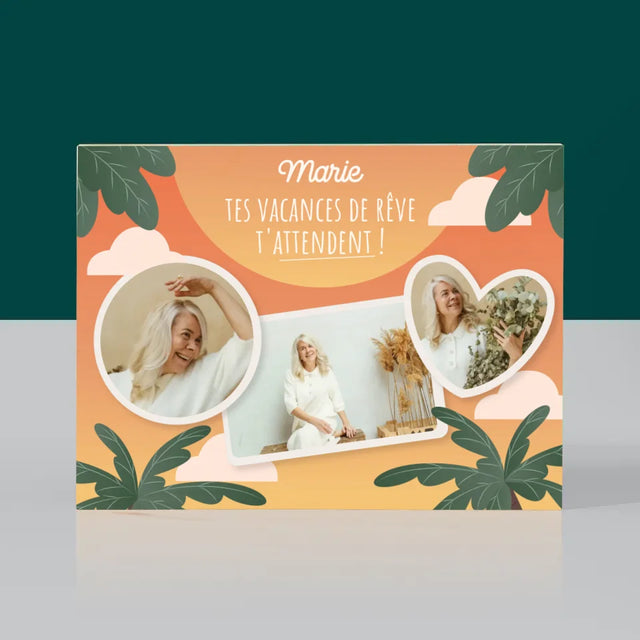 Le Collage Photo: Les Vacances De Rêve - Impression Sur Bois