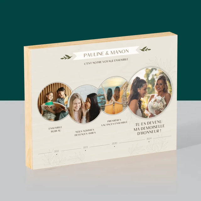 Le Collage Photo: C'Est Notre Voyage Ensemble - Impression Sur Bois