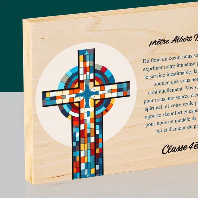 Le Prénom Et Un Texte: Remerciements Croix - Impression Sur Bois