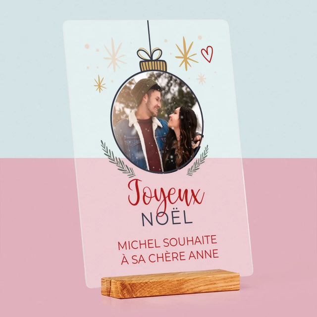 La Photo Et Un Texte: Joyeux Noël, Boule - Impression Sur Verre Acrylique