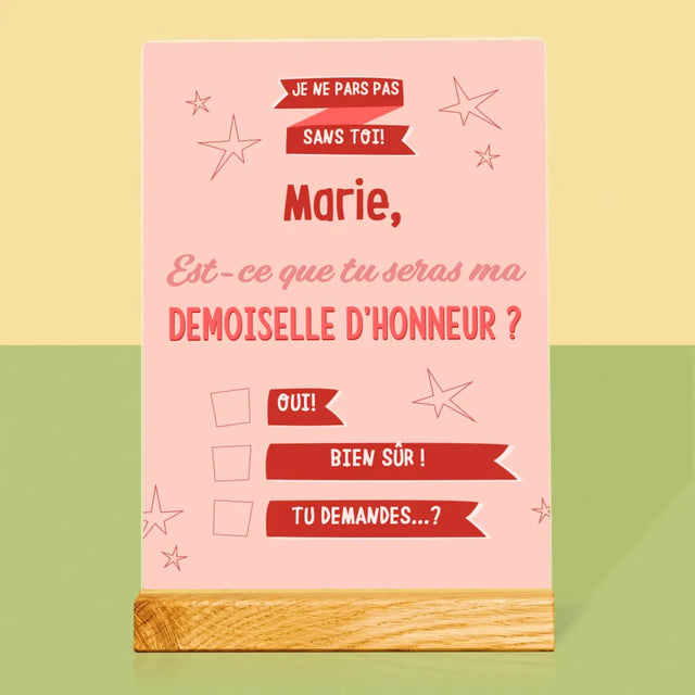 Le Prénom Et Un Texte: Je Ne Pars Pas Sans Toi - Impression Sur Verre Acrylique