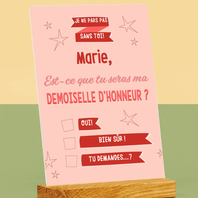 Le Prénom Et Un Texte: Je Ne Pars Pas Sans Toi - Impression Sur Verre Acrylique